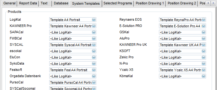 System reports templates